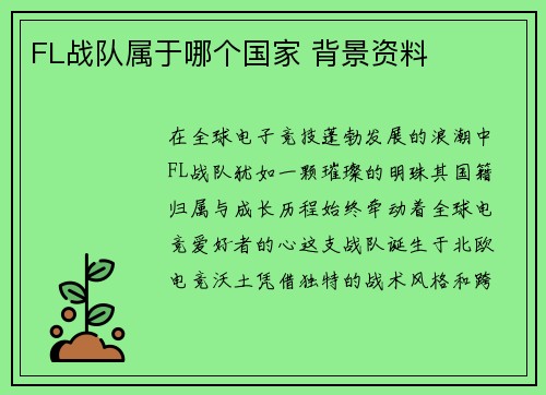 FL战队属于哪个国家 背景资料
